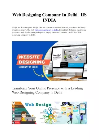 Web Designing Company In Delhi  | IIS INDIA