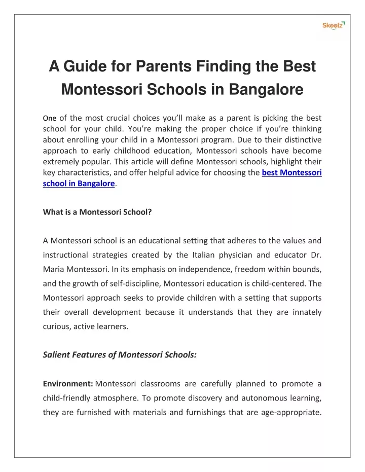 a guide for parents finding the best montessori