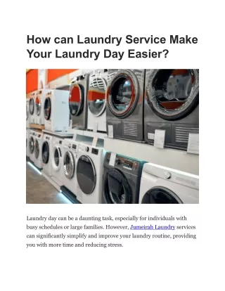 How can Laundry Service Make Your Laundry Day Easier