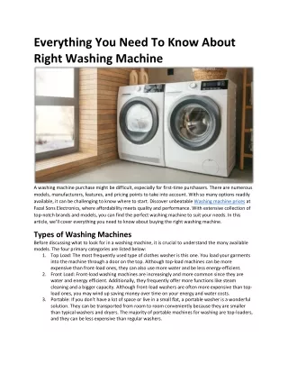 Everything You Need To Know About Right Washing Machine