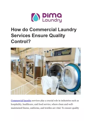 How do Commercial Laundry Services Ensure Quality Control