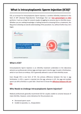 what is intracytoplasmic sperm injection icsi