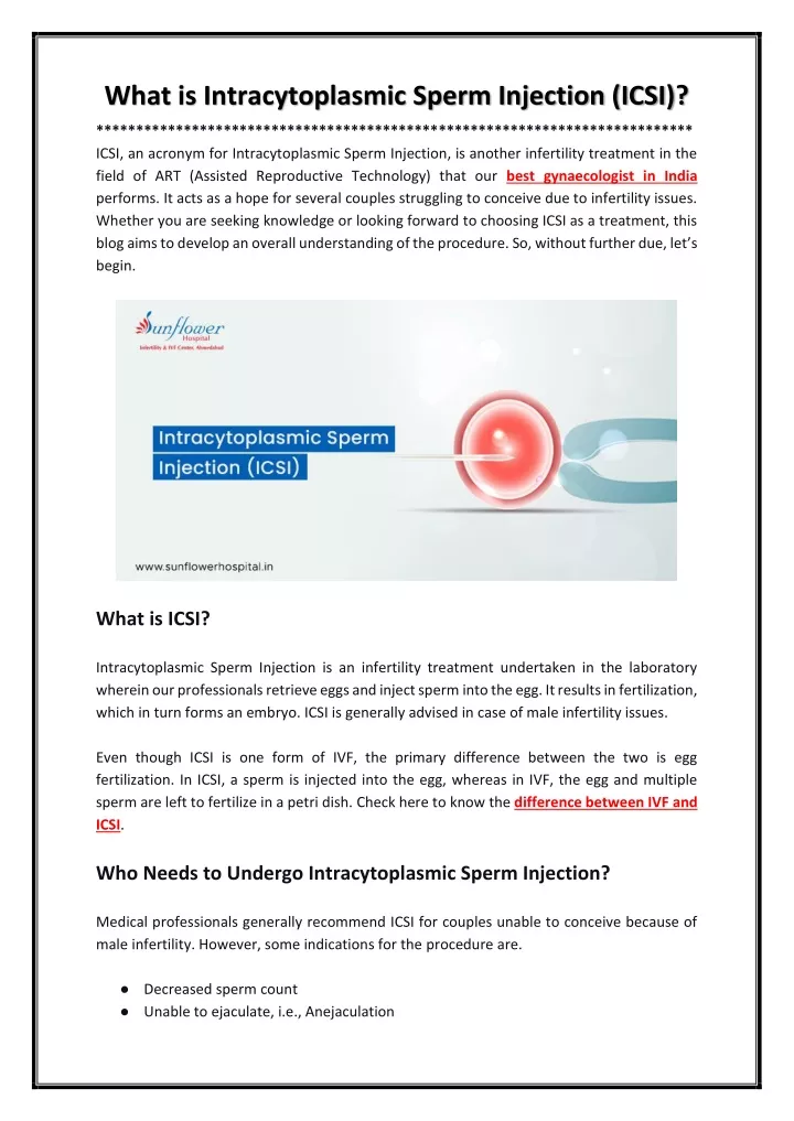 what is intracytoplasmic sperm injection icsi