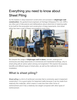 What is sheet piling? Advantages, types and methods we use