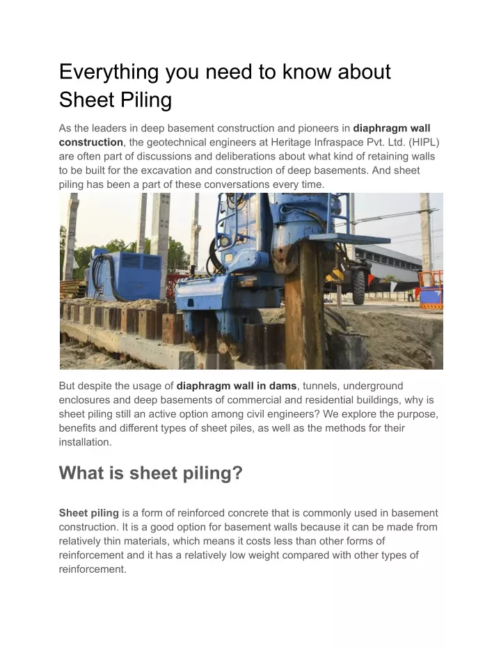 everything you need to know about sheet piling