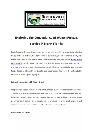 Find The Finest Wagon Rental Service in N FL