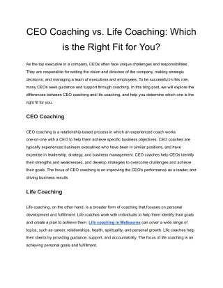 CEO Coaching vs. Life Coaching_ Which is the Right Fit for You_