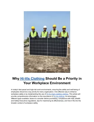 why hi vis clothing should be a priority in your