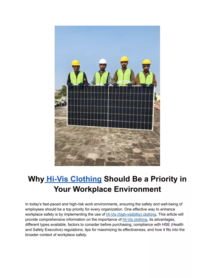 why hi vis clothing should be a priority in your
