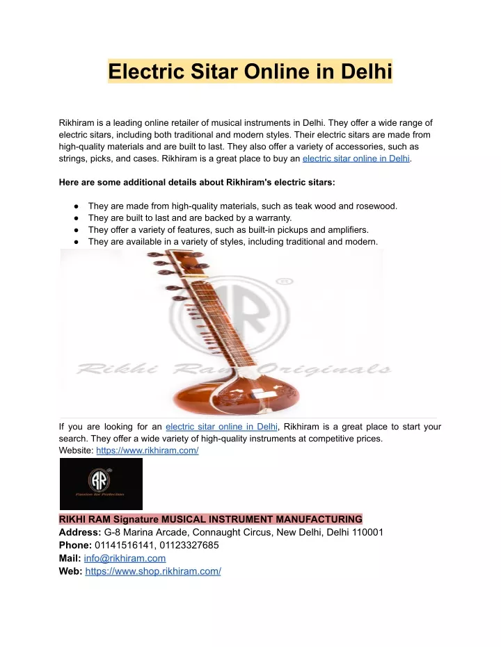 electric sitar online in delhi