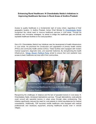 Enhancing Rural Healthcare N Chandrababu Naidu's Initiatives