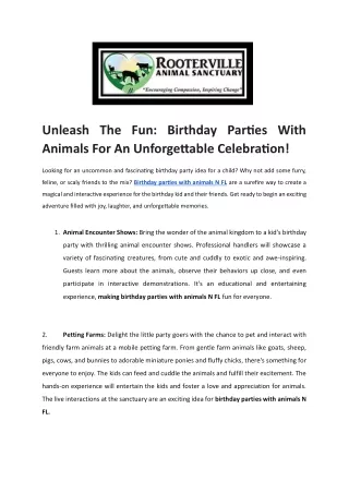 Get The Birthday parties with animals N FL