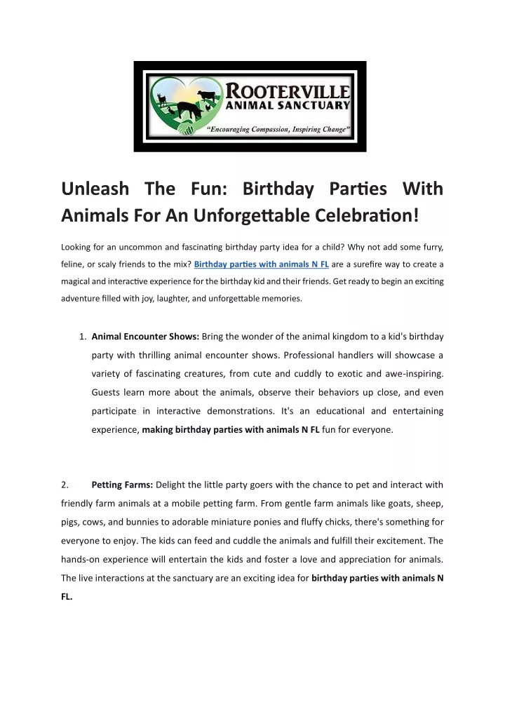 unleash the fun birthday parties with animals