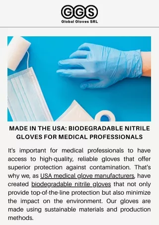 Made in the USA: Biodegradable Nitrile Gloves for Medical Professionals