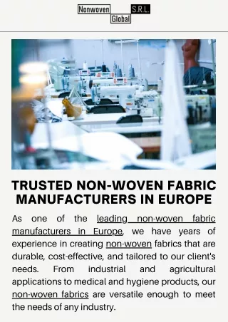 Trusted Non-woven Fabric Manufacturers in Europe