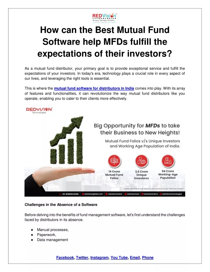 how can the best mutual fund software help mfds