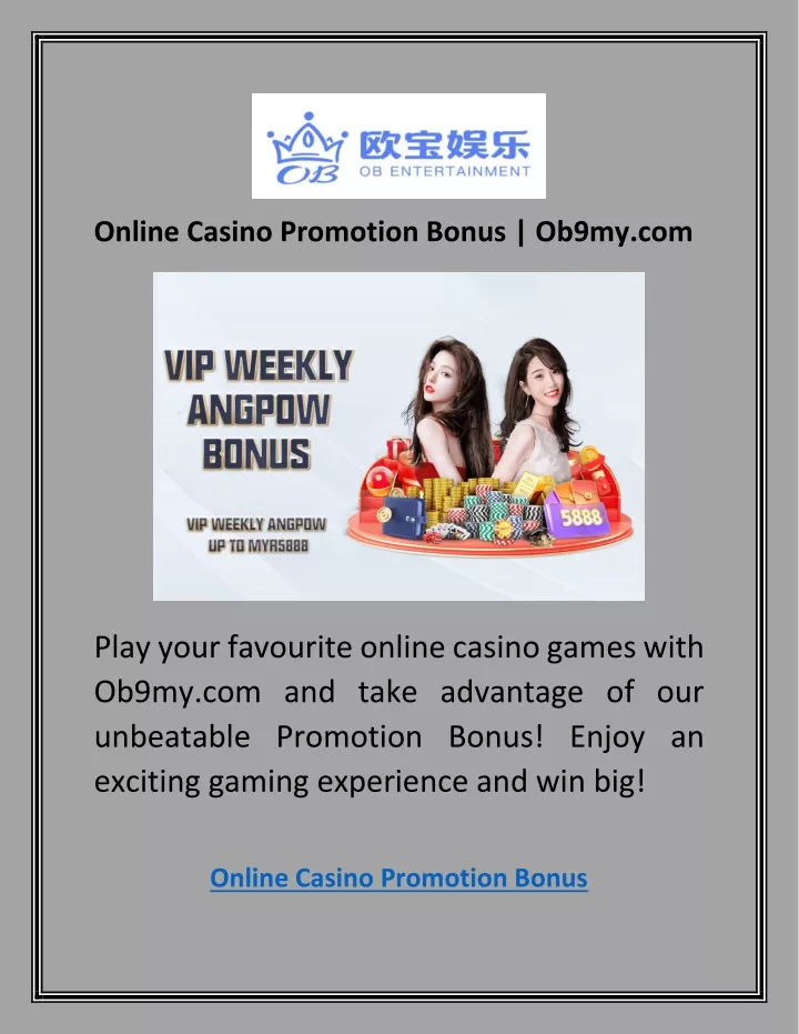 online casino promotion bonus ob9my com