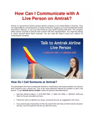 How Can I Communicate with A Live Person on Amtrak