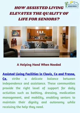 HOW ASSISTED LIVING ELEVATES THE QUALITY OF LIFE FOR SENIORS