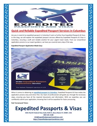 quick and reliable expedited passport services