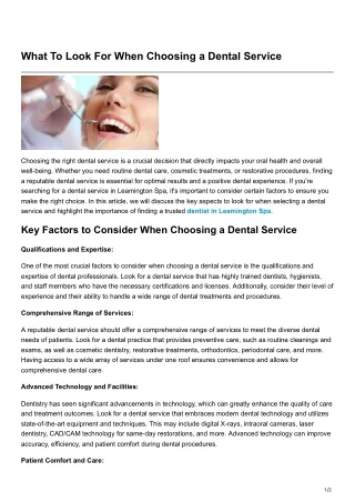 What To Look For When Choosing a Dental ServiceWhat To Look For When Choosing a