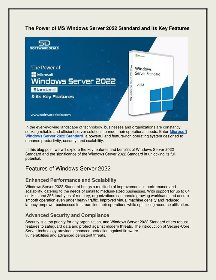 the power of ms windows server 2022 standard