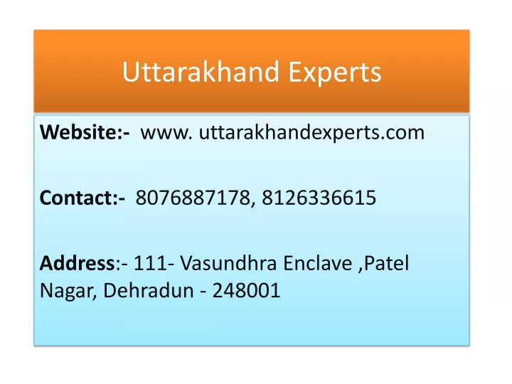 uttarakhand experts