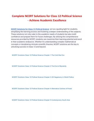 complete ncert solutions for class 12 political