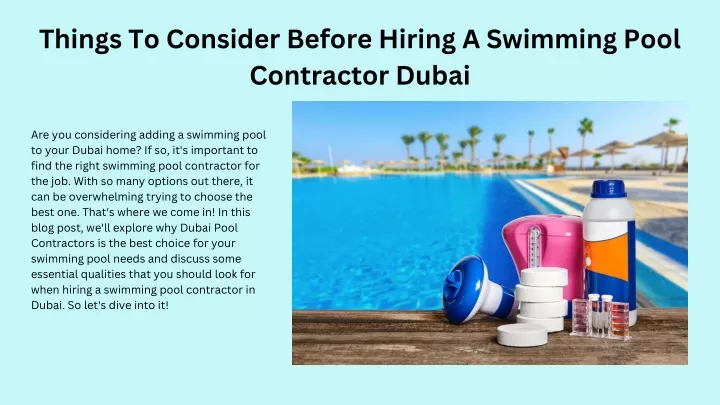 things to consider before hiring a swimming pool