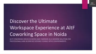 Discover the Ultimate Workspace Experience at AltF Coworking
