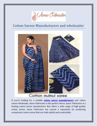 Cotton Sarees Manufacturers and wholesaler