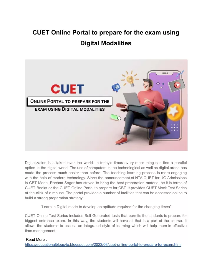 cuet online portal to prepare for the exam using