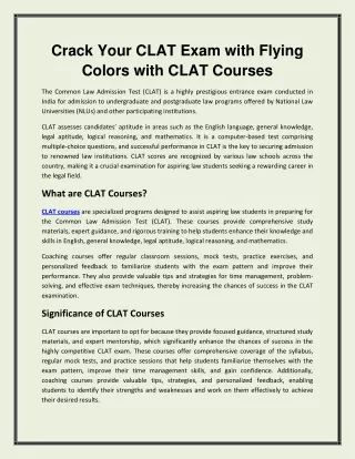 Crack Your CLAT Exam with Flying Colors with CLAT Courses