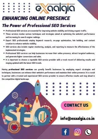 Enhancing Online Presence The Power of Professional SEO Services