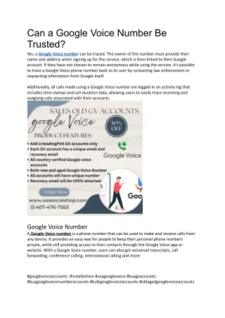 Buy Google Voice Accounts