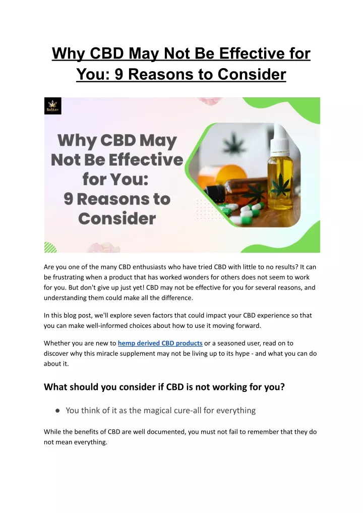 why cbd may not be effective for you 9 reasons