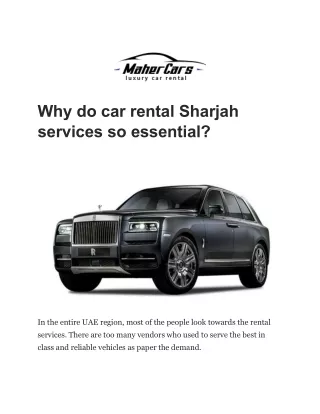 Why do car rental Sharjah services so essential