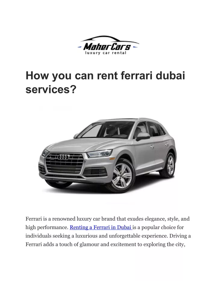 how you can rent ferrari dubai services