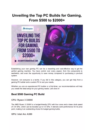 unveiling the top pc builds for gaming from