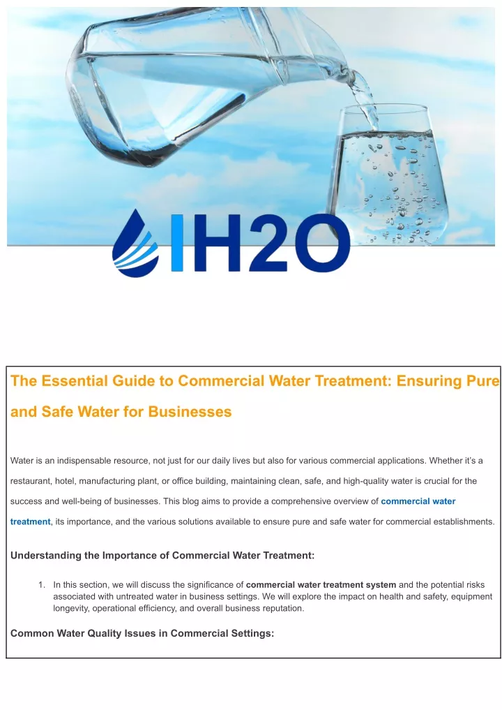 the essential guide to commercial water treatment