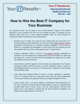 How To Hire the Best IT Company For Your Business