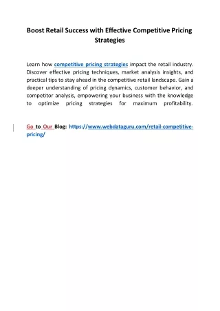 boost retail success with effective competitive