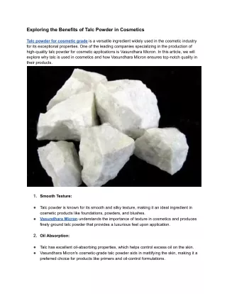 exploring the benefits of talc powder in cosmetics