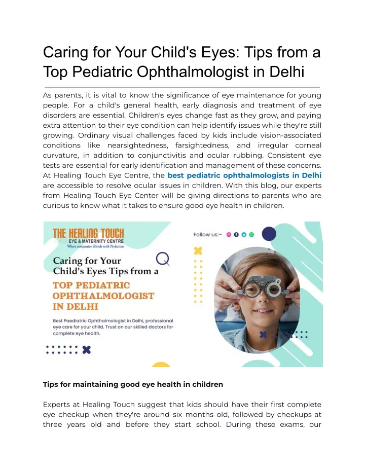 caring for your child s eyes tips from