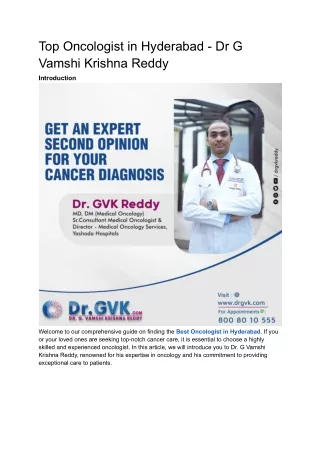 Top Oncologist in Hyderabad - Dr G Vamshi Krishna Reddy (1)