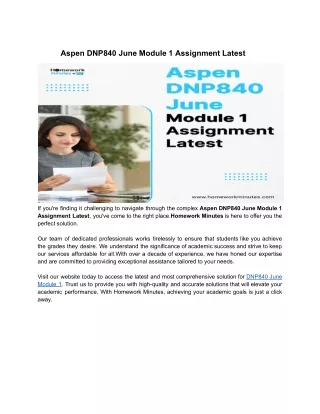 Aspen DNP840  June Module 1 Assignment Latest