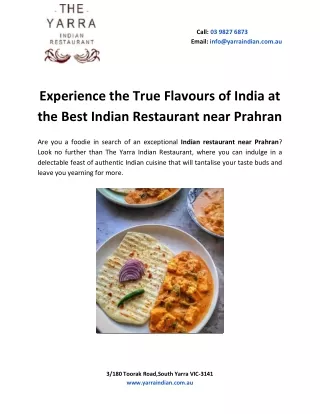 Experience the True Flavours of India at the Best Indian Restaurant near Prahran