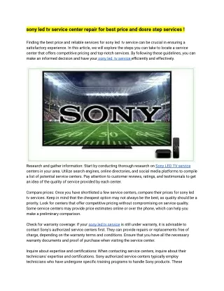 sony led tv service