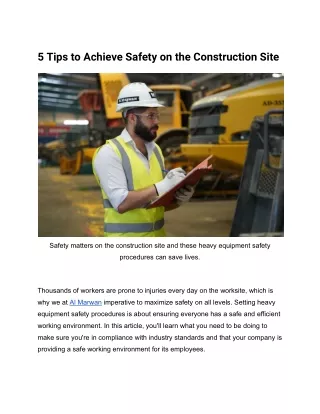 5 Tips to Achieve Safety on the Construction Site