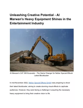 Unleashing Creative Potential - Al Marwan's Heavy Equipment Shines in the Entertainment Industry